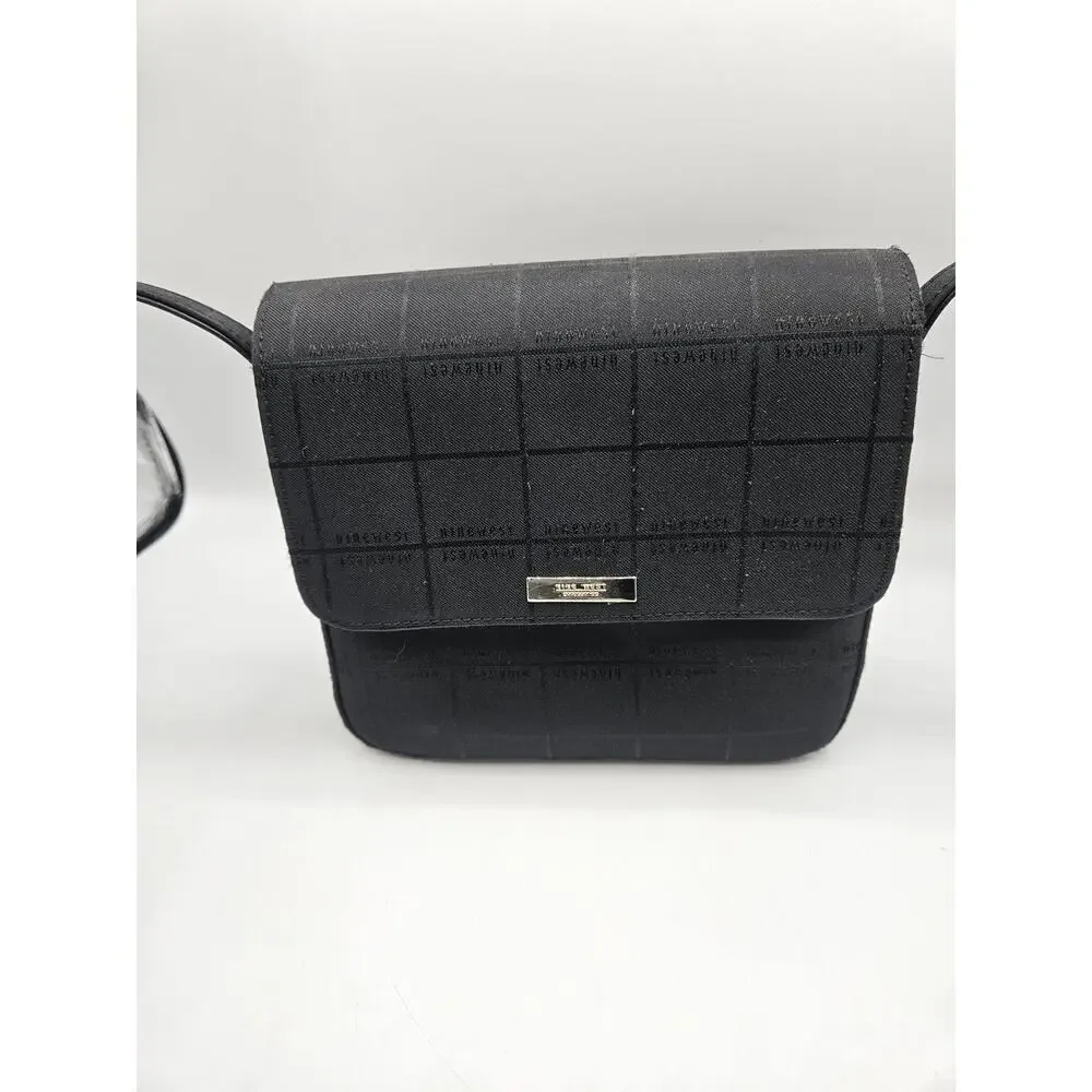 Nine West Women's Black Crossbody Bag Square‎ Pockets Magnet Snap Close